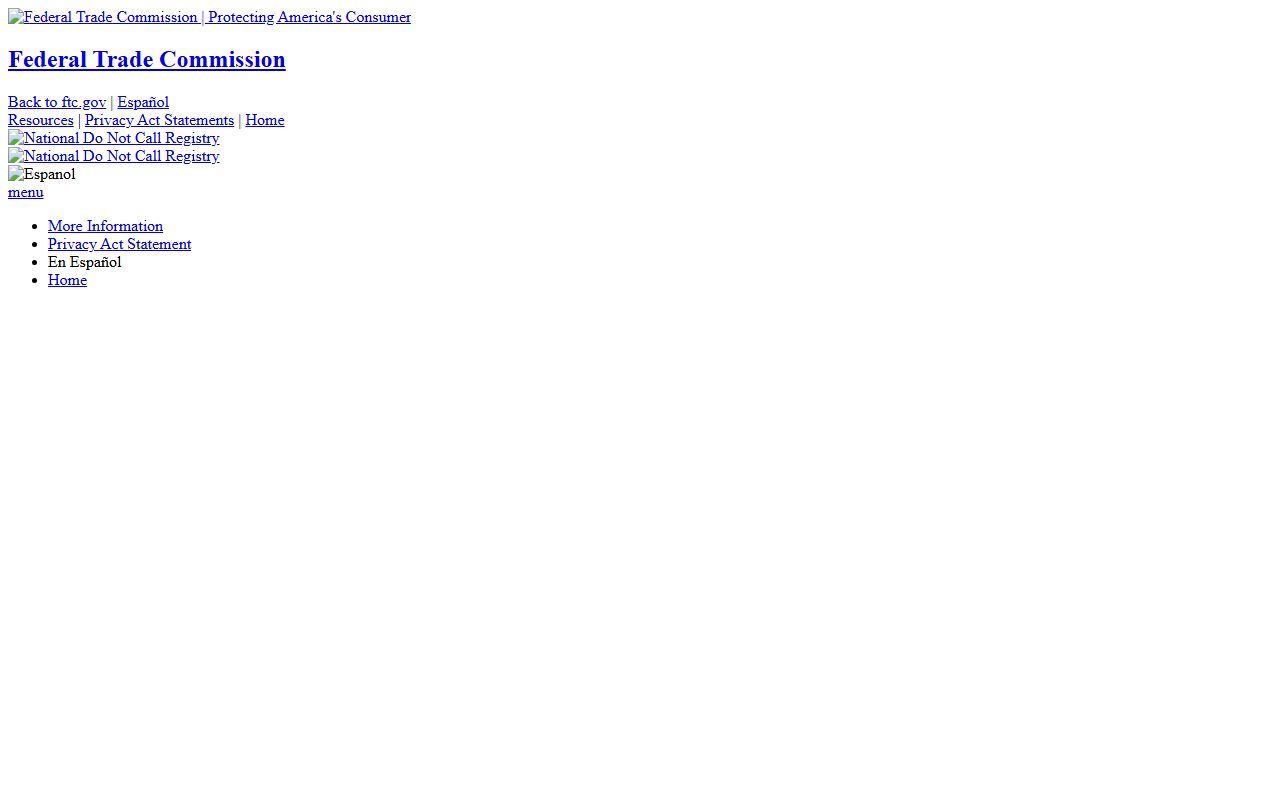 Waxhaw phone codes FTC Do Not Call report form