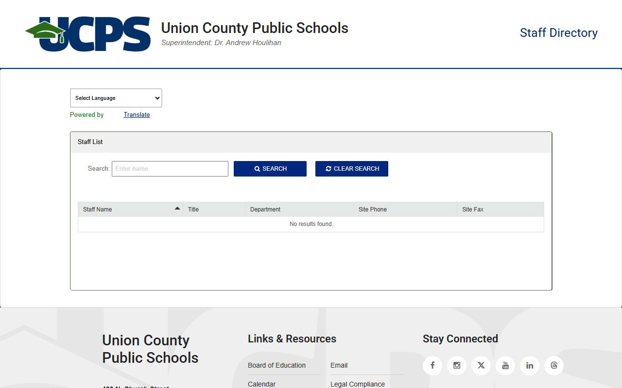 Waxhaw phone numbers UCPS staff directory search